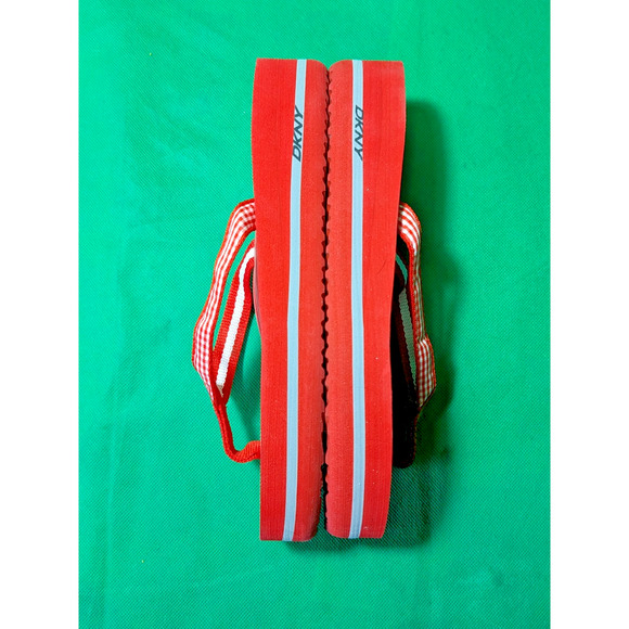 NWOT DKNY Women's Red/Wht Striped Platform Sandals (Maybe Sz 8) - Picture 3 of 4